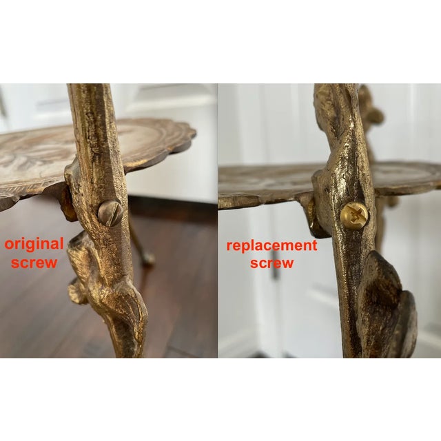 Art Nouveau Two Tier Brass Floral Side Tables Plant Stands - a Pair For Sale - Image 11 of 12