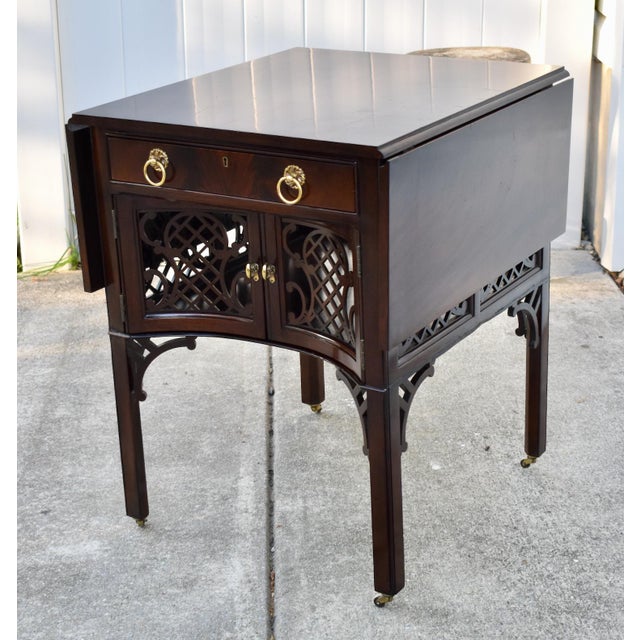 VINTAGE (1980's) Drop Leaf table has a Regency Style. Made by Century Furniture. The Wood is Mahogany w/Flame Grain Top....