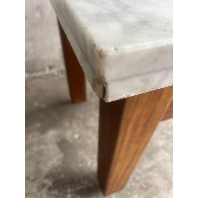 Vintage Marble Console Table with Floating Wooden Screen For Sale - Image 6 of 9