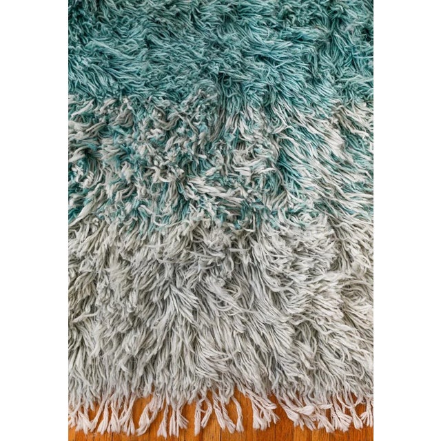 Not Yet Made - Made To Order Reversible Blue Ombré Ultra Shag Moroccan Wool Rug With Navy Striped Back 5x8 For Sale - Image 5 of 13