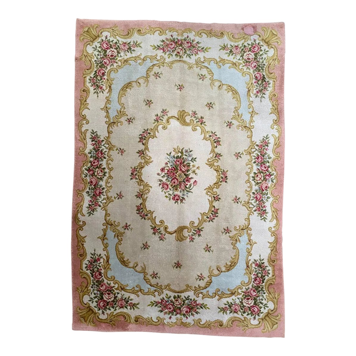 1960s Old French Savonnerie Area Rug 6'3