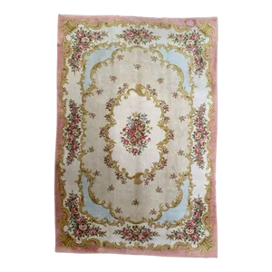 1960s Old French Savonnerie Area Rug 6'3" X 9'7"