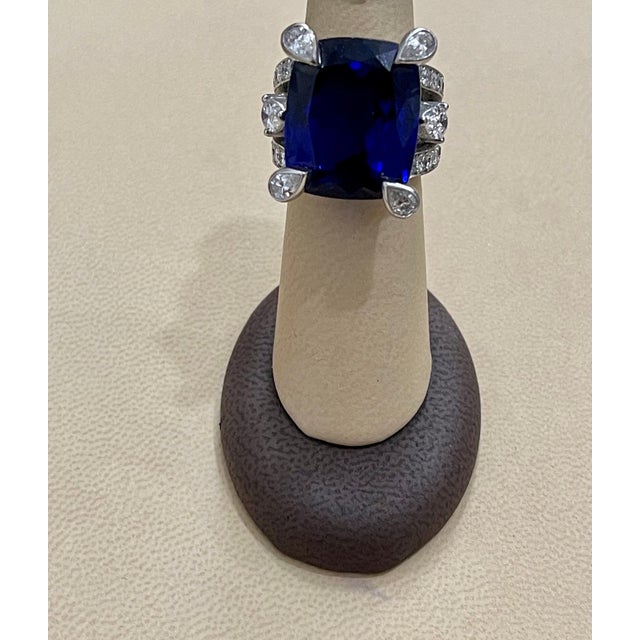 AGL Certified Natural 35.12 Carat Cushion-Cut Tanzanite Ring 4.5 Carat Diamonds For Sale - Image 10 of 18