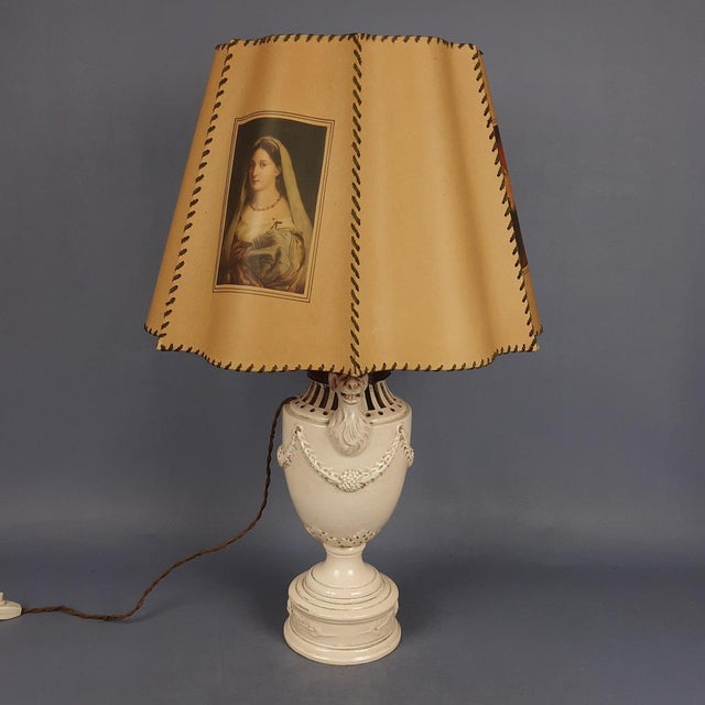 1950s Vintage Table Lamp in Ceramic and Paper, 1950 For Sale - Image 5 of 16
