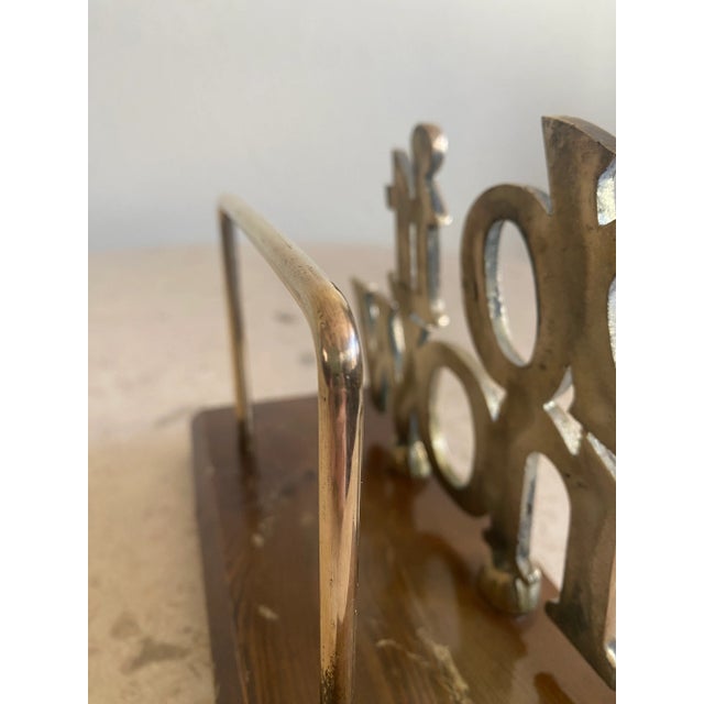 Whimsical 1970s "Do It Now" Brass Desk Letter Holder For Sale - Image 6 of 11