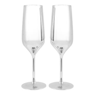 Maybach by Robbe & Berking Pair of Silver Plated Champagne Flute For Sale