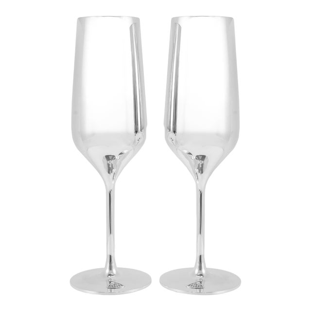 Maybach by Robbe & Berking Pair of Silver Plated Champagne Flute For Sale
