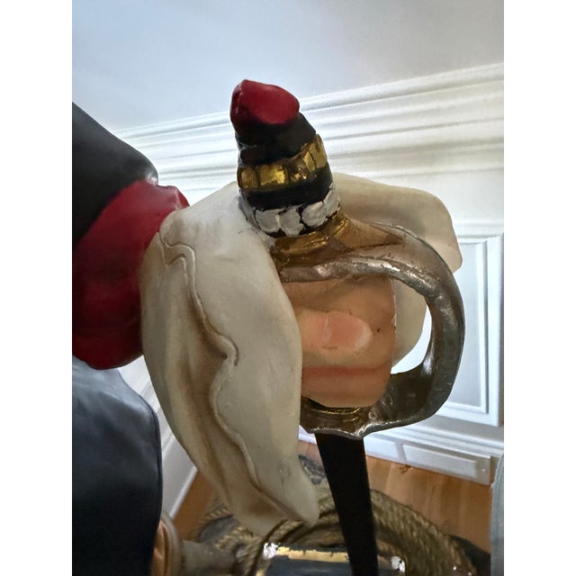 Red Contemporary Rare Handpainted Captain Hook Life Size Pirate Statue For Sale - Image 8 of 11