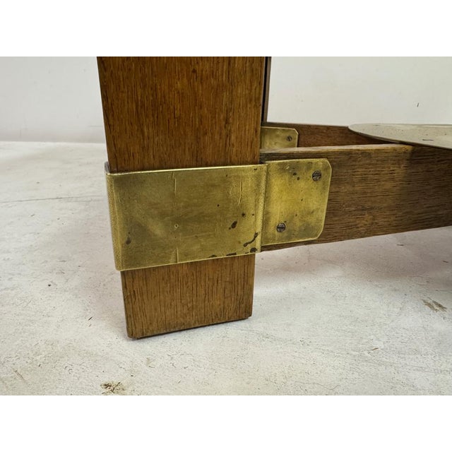 Wood Art Deco Oak and Brass Side or Console Table, 1930s For Sale - Image 7 of 15