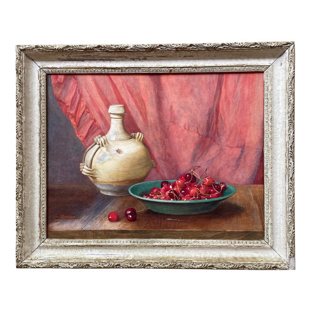 1920s Still Life Painting of a Bowl of Cherries by Irene Churchill Gardner, Framed For Sale