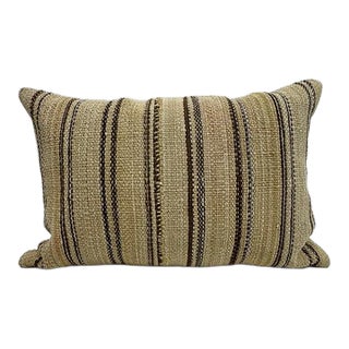 Turkish Hemp Pillow Cushion Natural Beige Brown Pillow Cushion Cover 16" x 24" For Sale