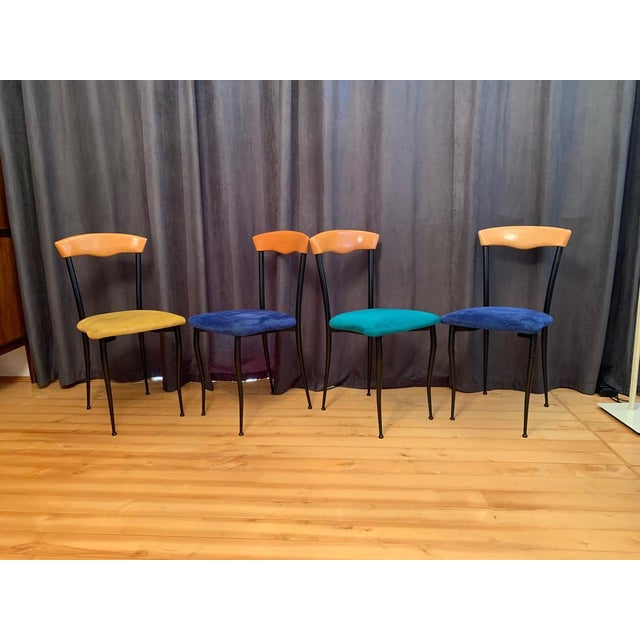 Black Italian Chairs in Alcantara, 1980s, Set of 4 For Sale - Image 8 of 14