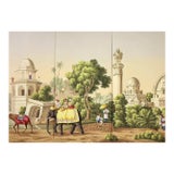 36" * H96" * 3ps,‌ Hand-Painted Retro South Asian Elephant Journey Wall Mural, Custom Seamless Camel Palm Tree Decor Mural For Sale