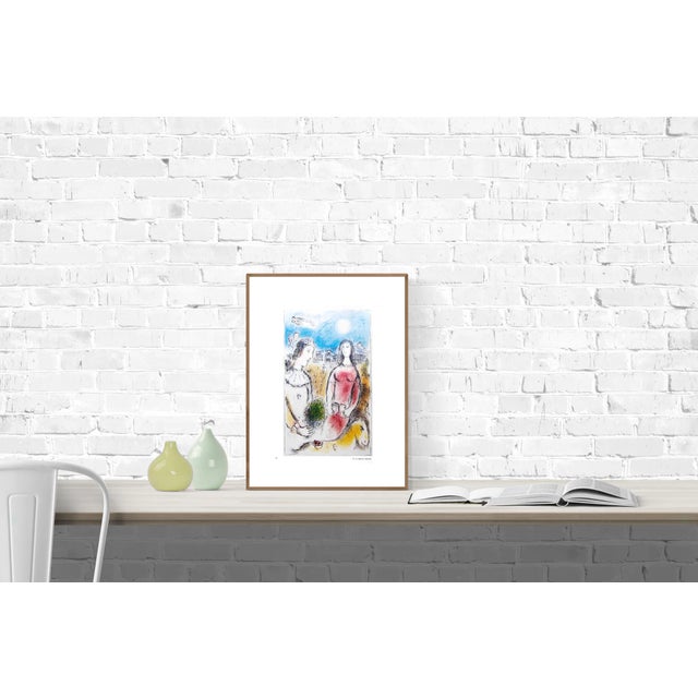 Marc Chagall 1981 Marc Chagall 'Le Couple Au Crepuscule' Modernism Multicolor France Offset Lithograph For Sale - Image 4 of 4