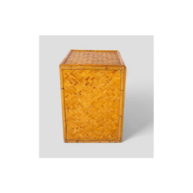 1960s Vintage Woven Bamboo Bedside Table, 1960s-1970s For Sale - Image 5 of 10