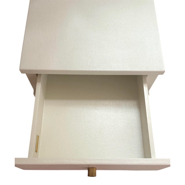 2000 - 2009 Pair Linen Wrapped Made Goods Maris Nighstands For Sale - Image 5 of 12