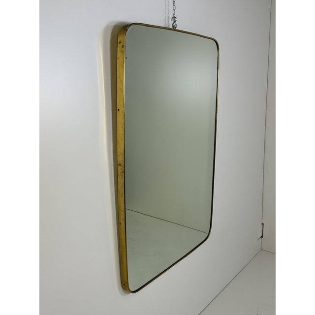 Vintage Brass-Edged Mirror in the style of Giò Ponti, 1950s For Sale - Image 3 of 11