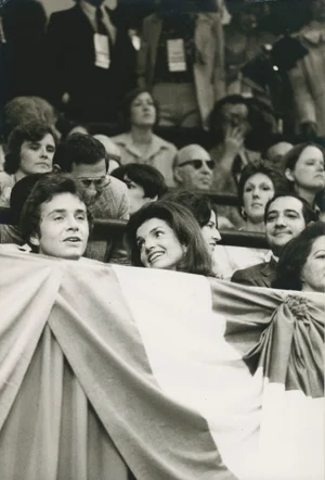 Jackie Kennedy Onassis, Madison Square Garden, 1970s, Black and White Photograph