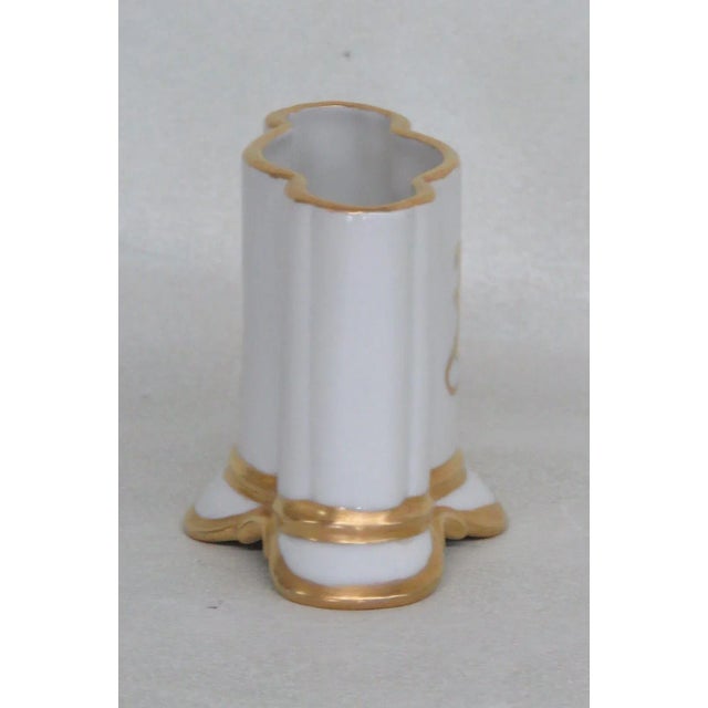 Mid-Century Modern Anne W Breinin Germany Porcelain White and Gold Cigarette Holder Dish For Sale - Image 3 of 12