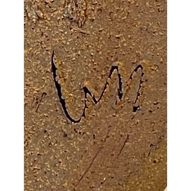 Mid Century Textured Ceramic Vase Vessel Signed For Sale - Image 4 of 12