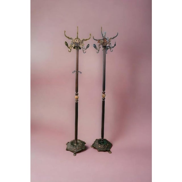 Brown Coat Stands in Bronze and Brass, 1890s, Set of 2 For Sale - Image 8 of 8