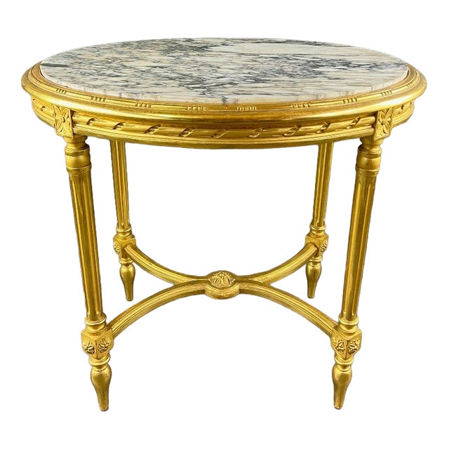 19th Century Louis XVI Giltwood Pedestal Table For Sale