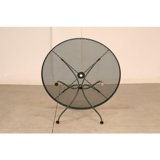 Wrought Iron Vintage Round Patio Table And Four Chairs Set For Sale - Image 16 of 18