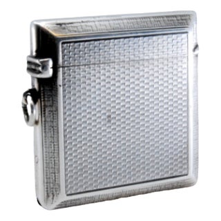 Guilloche Silver Matchbox with Edge Friezes and Hanging Ring For Sale