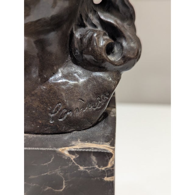 French Antique French Bronze Child Bust on Black Marble Base For Sale - Image 3 of 9