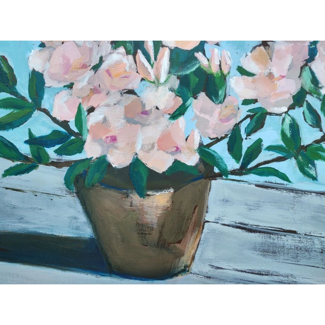 "Simple Pleasures" Contemporary Original Impressionist Style Floral Still Life Acrylic Painting by Linda McDonough For Sale In Naples, FL - Image 6 of 12