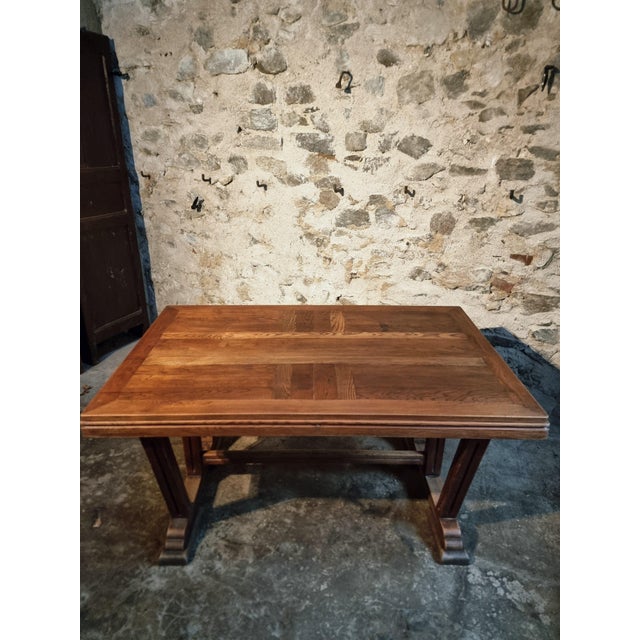 Vintage French Arts & Crafts Style Oak Table, 1930s For Sale - Image 6 of 18
