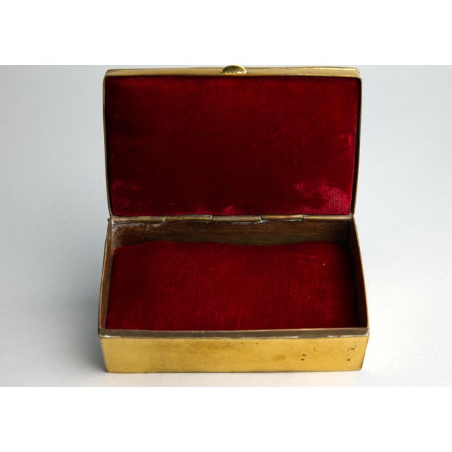 Tribal Mid 20th Century Nepalese Style Brass Jewelry Box With Turquoise, Lapis Lazuli & Chalcedony Inlay For Sale - Image 3 of 10
