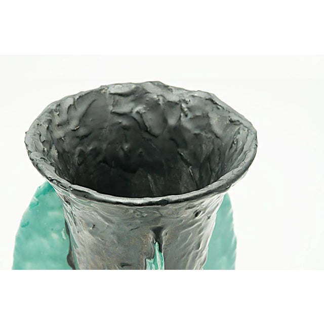 French Blue and Black Ceramic Vase by Jérôme Massier for Vallauris, 1950s For Sale - Image 3 of 6