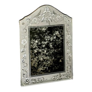 Venetian Italian Etched Mirrored Table Picture Frame For Sale