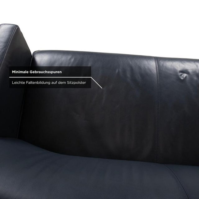 Dark Blue Leather 2-Seater Sofa from Leolux For Sale - Image 6 of 11