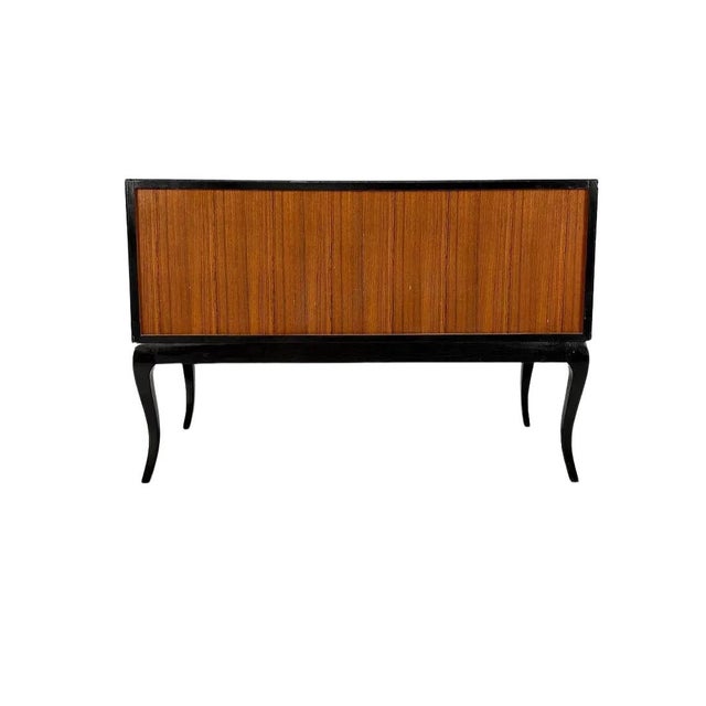 Late 20th Century Pair of Hollywood Regency Black Glass and Mirror Cabinets With Cabriole Legs For Sale - Image 5 of 7