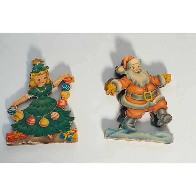 Paper Two Antique Paper Cut Christmas Garlands Santa For Sale - Image 7 of 7