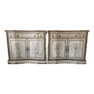Vintage Habersham Palm Beach French Country Hand-Painted Distressed Finish Chests – A Pair For Sale