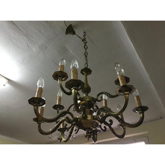 Art Deco Style Brass Chandelier, 1970s For Sale - Image 14 of 14