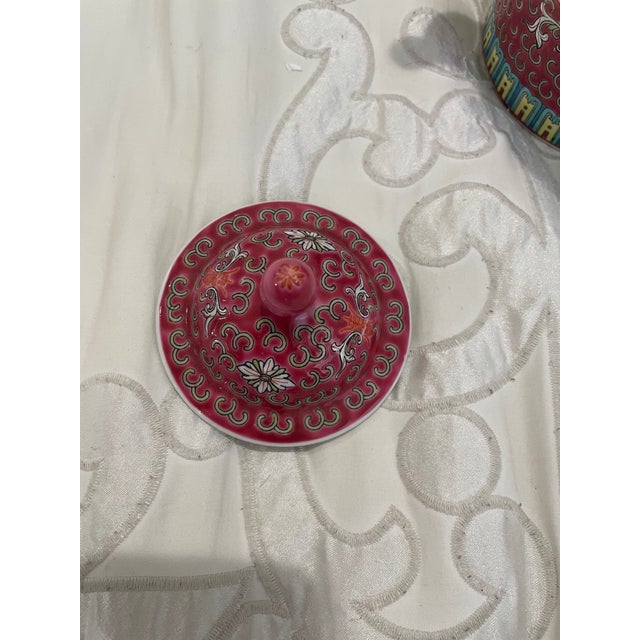 Vintage Red Famille Rose Chinese Tea Set For Sale - Image 10 of 14