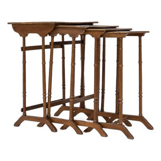 19th Century France Brown Bamboo Nesting Table For Sale