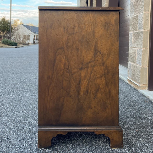 Wood Vintage Baker Furniture Chippendale 3 Drawer Locking File Chest in Walnut & Burl Wood For Sale - Image 7 of 12