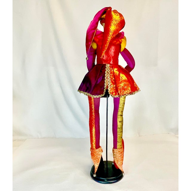 Violet 1940s Vintage Art Nouveau Italian Boho Chic 28” Valentine Jester Sculpture Centerpiece For Sale - Image 8 of 12