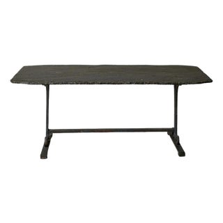 19th Century French Slate Top Iron Leg Table For Sale