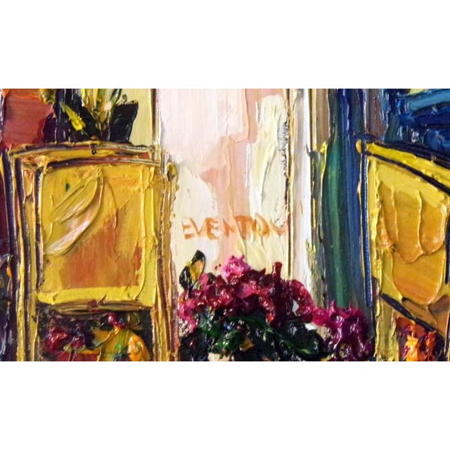 Impressionist Maya Eventov "Terattoria" Original Acrylic on Canvas, H.Signed Me040908-15 For Sale - Image 3 of 5