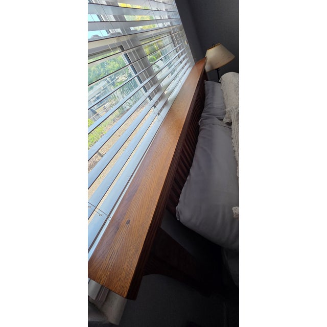 Mission Oak Queen Sized Bed Frame - many years of sweet dreams here! Many more to come. Shown with an extra deep mattress...