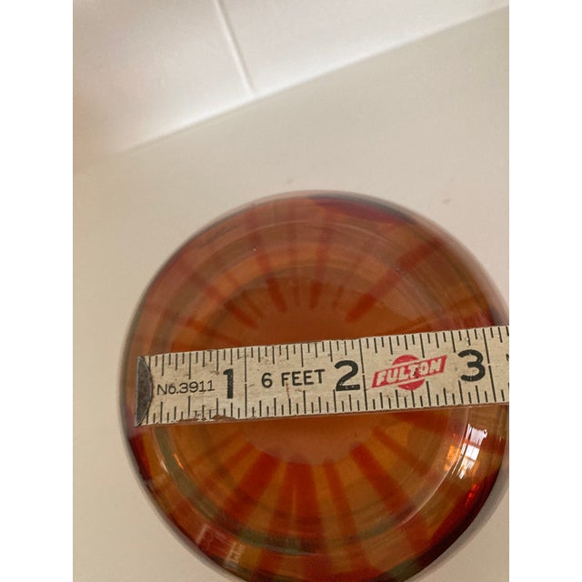 1960s Vintage Amber With Red Polkadot MCM Art Glass Rose Bowl For Sale - Image 5 of 7