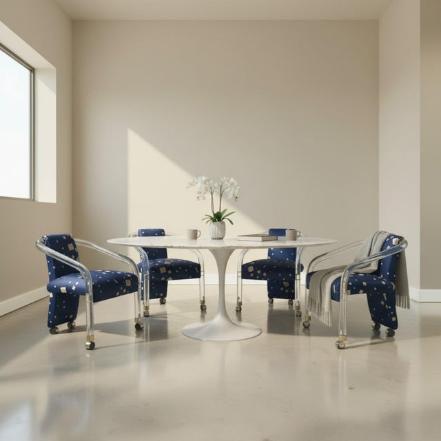 Upholstered Charles Hollis Jones Style Lucite Dining Chairs - Set of 4 For Sale - Image 14 of 14
