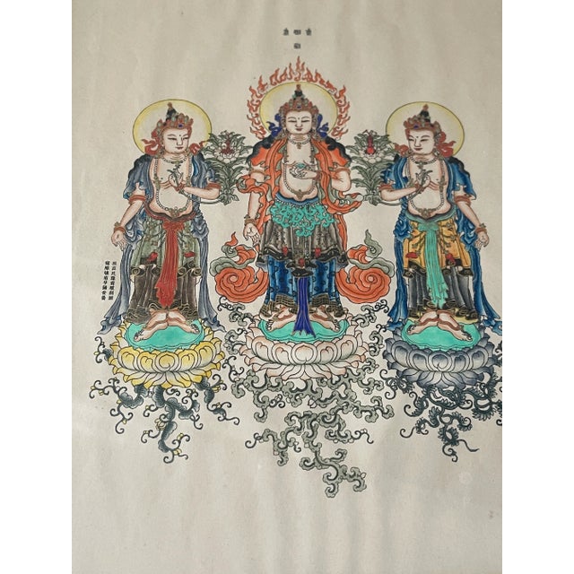 Antique Chinese Buddhist Bodhisattva Guanyin Style of Republic Period Painting For Sale In Chicago - Image 6 of 10