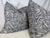 Custom pair of 22" pillows covered in Osborne & Little "Elgin" in color blue. These pillows have tapered corners to...